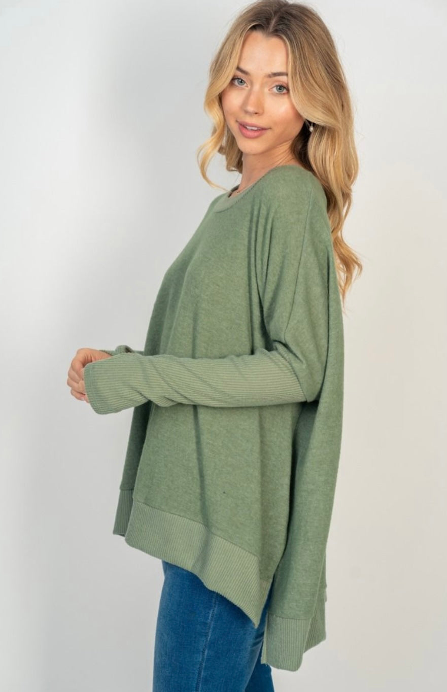 Hi Low Sweater with Slits (2 Colors)