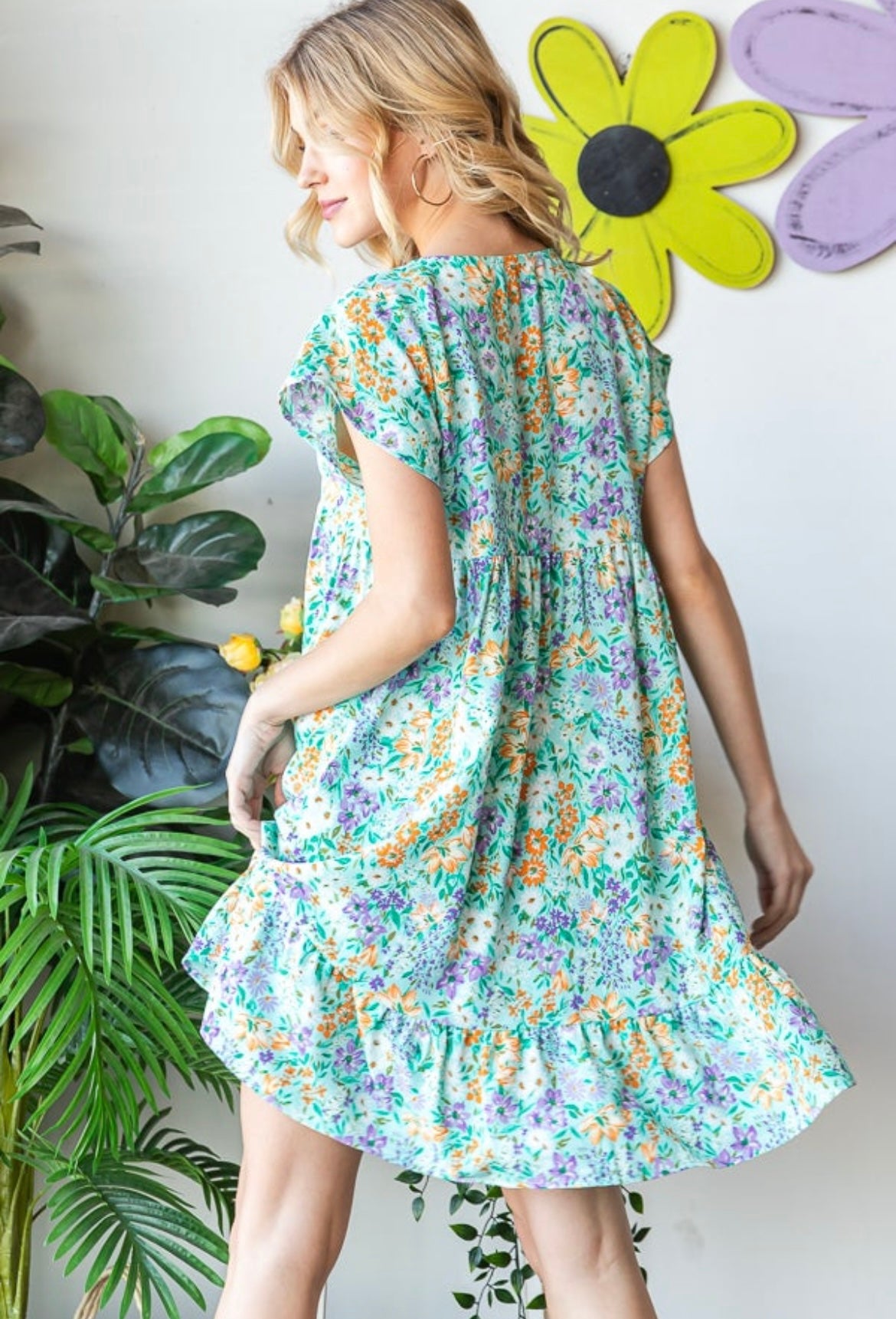 Mint Floral Pocket Dress