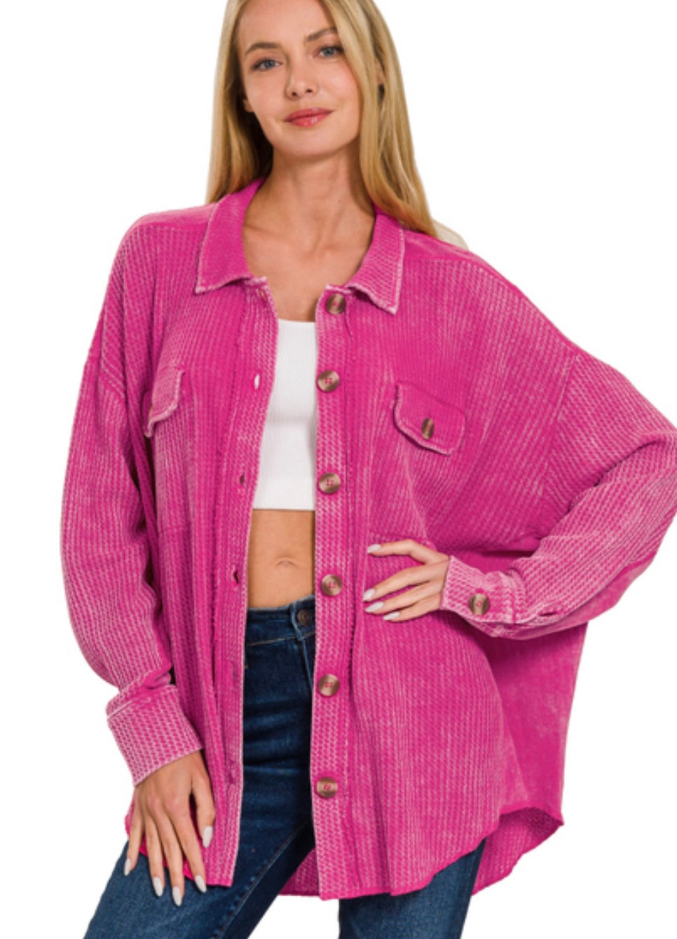 Acid Wash Oversized Waffle Jacket (3 Colors) – Versa Clothing Company