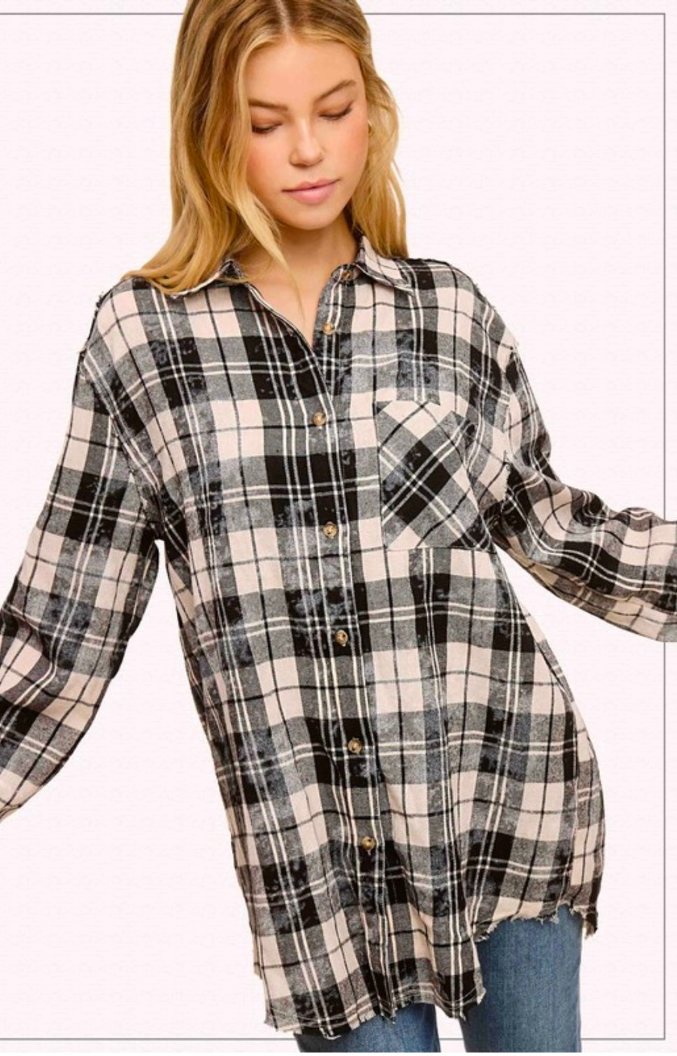 Mineral Washed Plaid Button Up