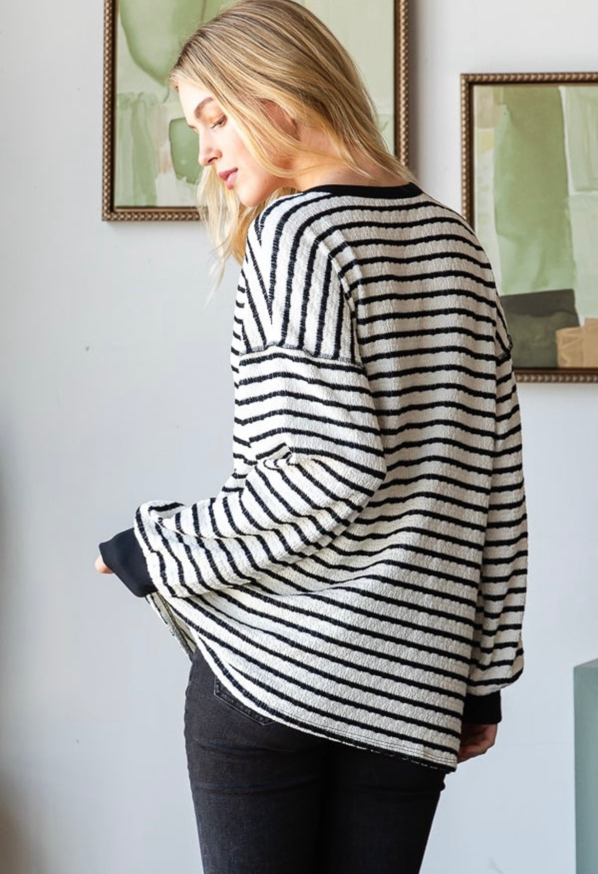 Cream / Black Stripe Long Sleeve