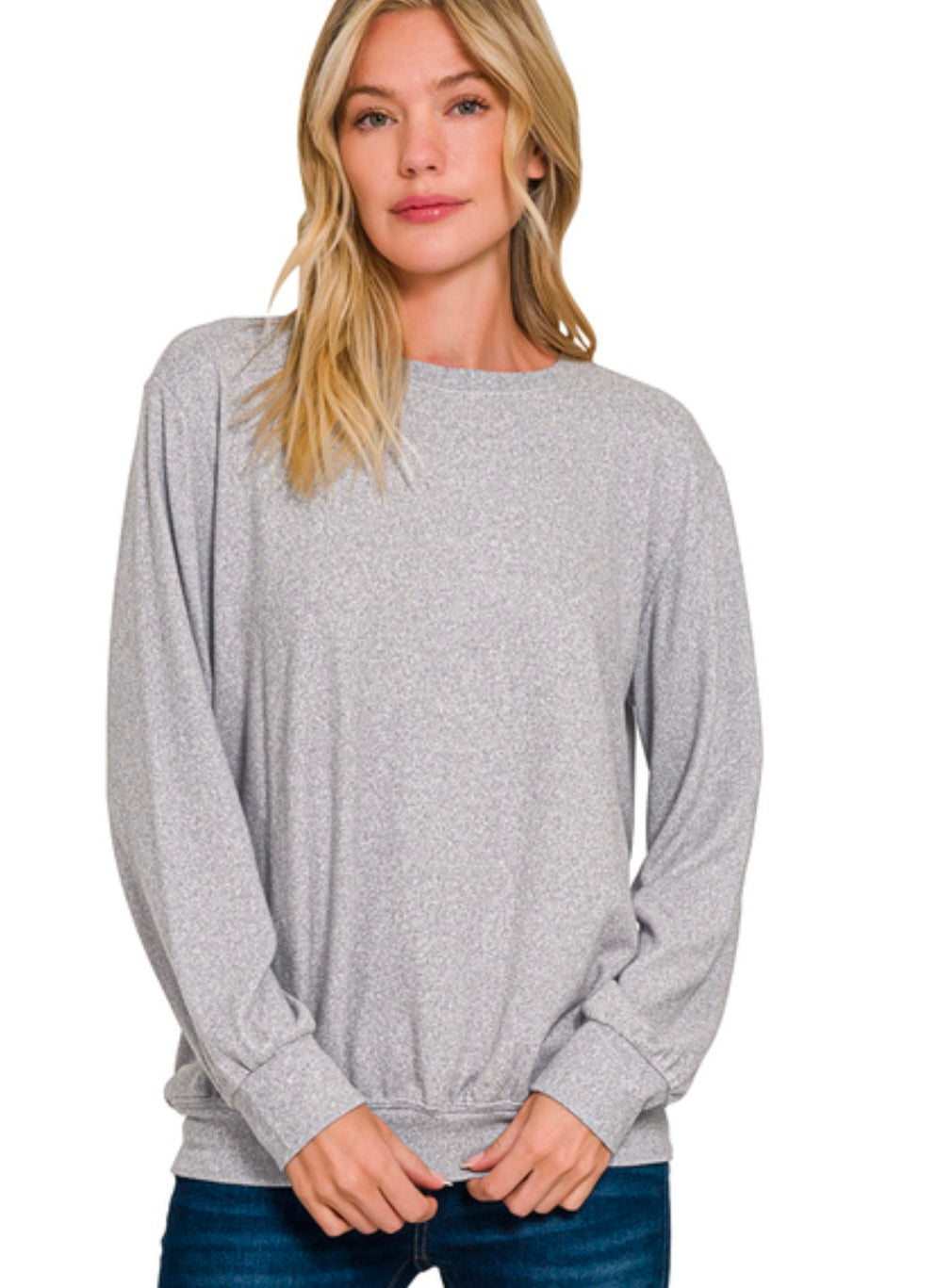 Melange Round Neck Long Sleeve