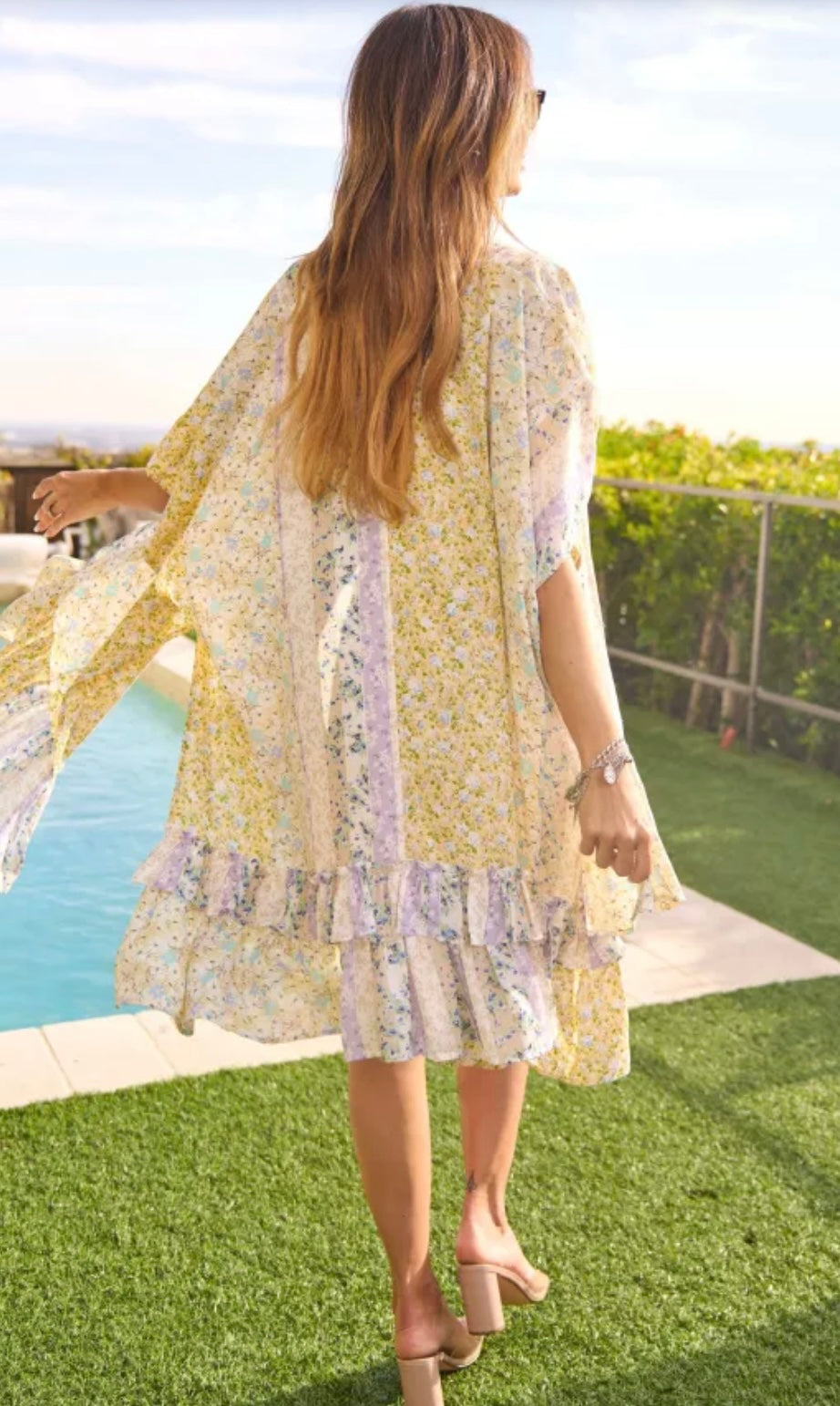 Multi Floral Ruffle Kimono