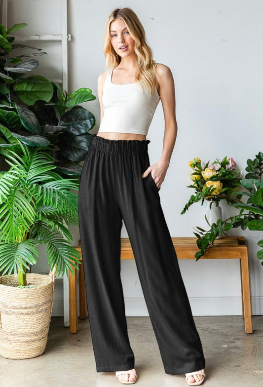 Linen Pants With Paperbag Waistband (2 Colors)