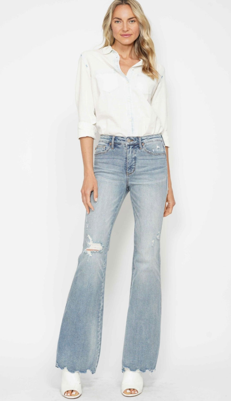 Judy Blue Tummy Control Distressed Flare Jeans