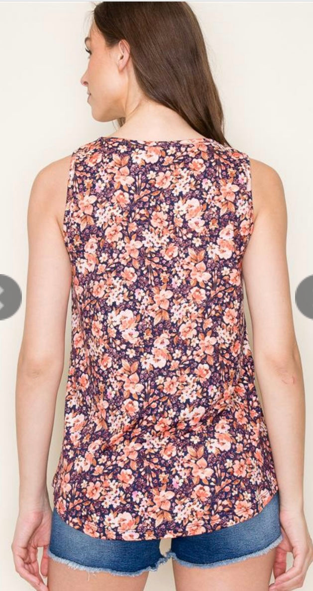 Navy Floral Tank