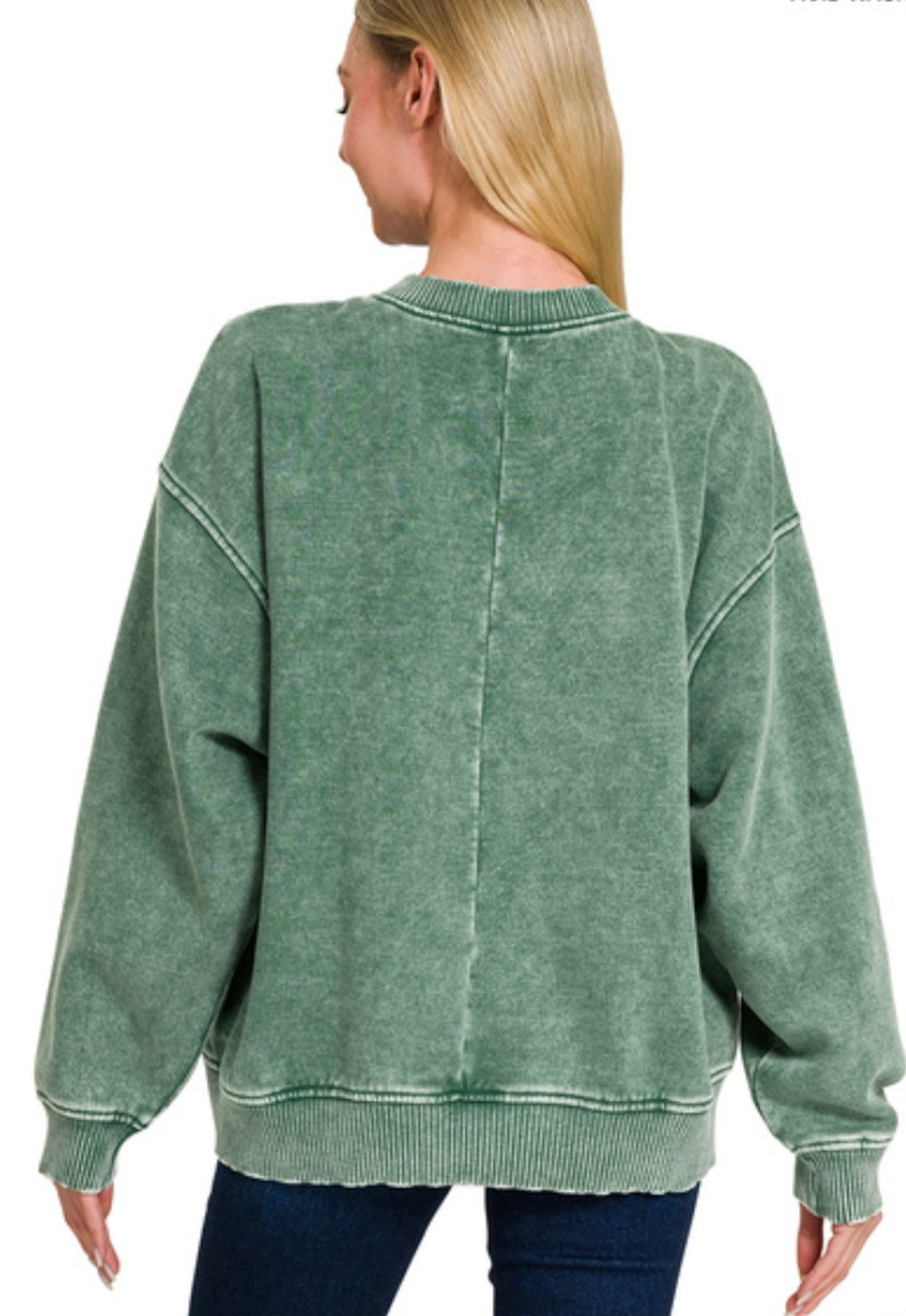 Dark Green Oversized Pullover