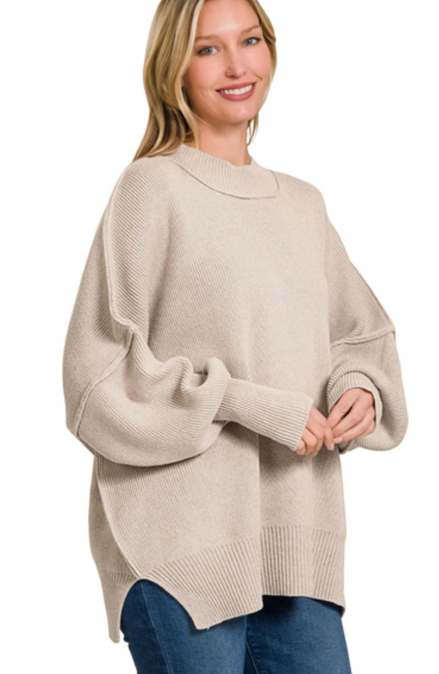 Oversized Side Slit Sweater (2 Colors)