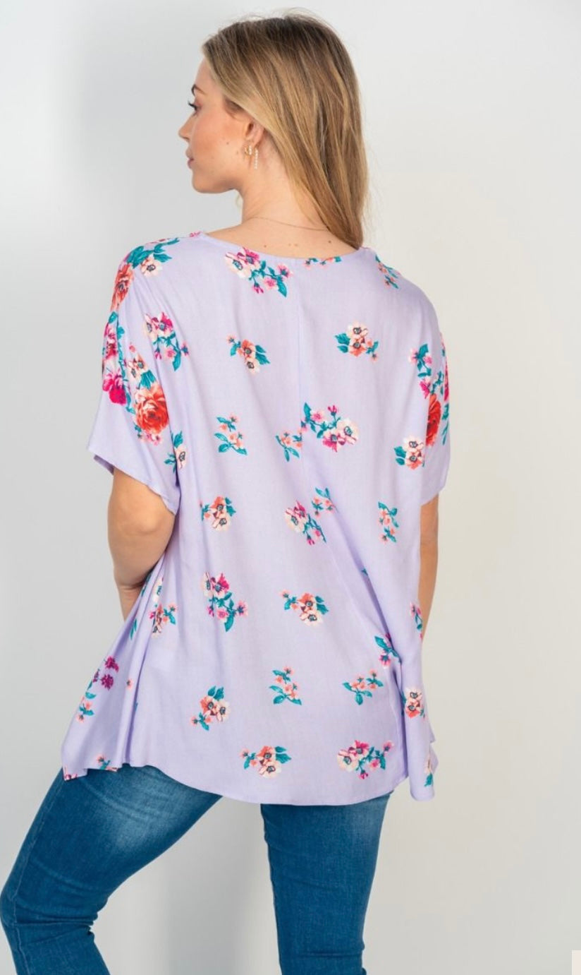 Lilac Floral V-Neck