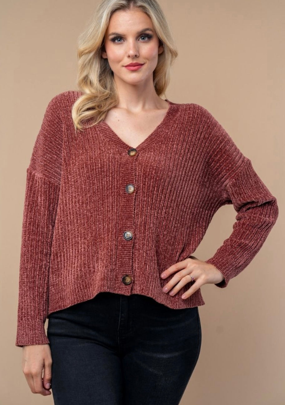 Dark Mauve Soft Knit Cardigan