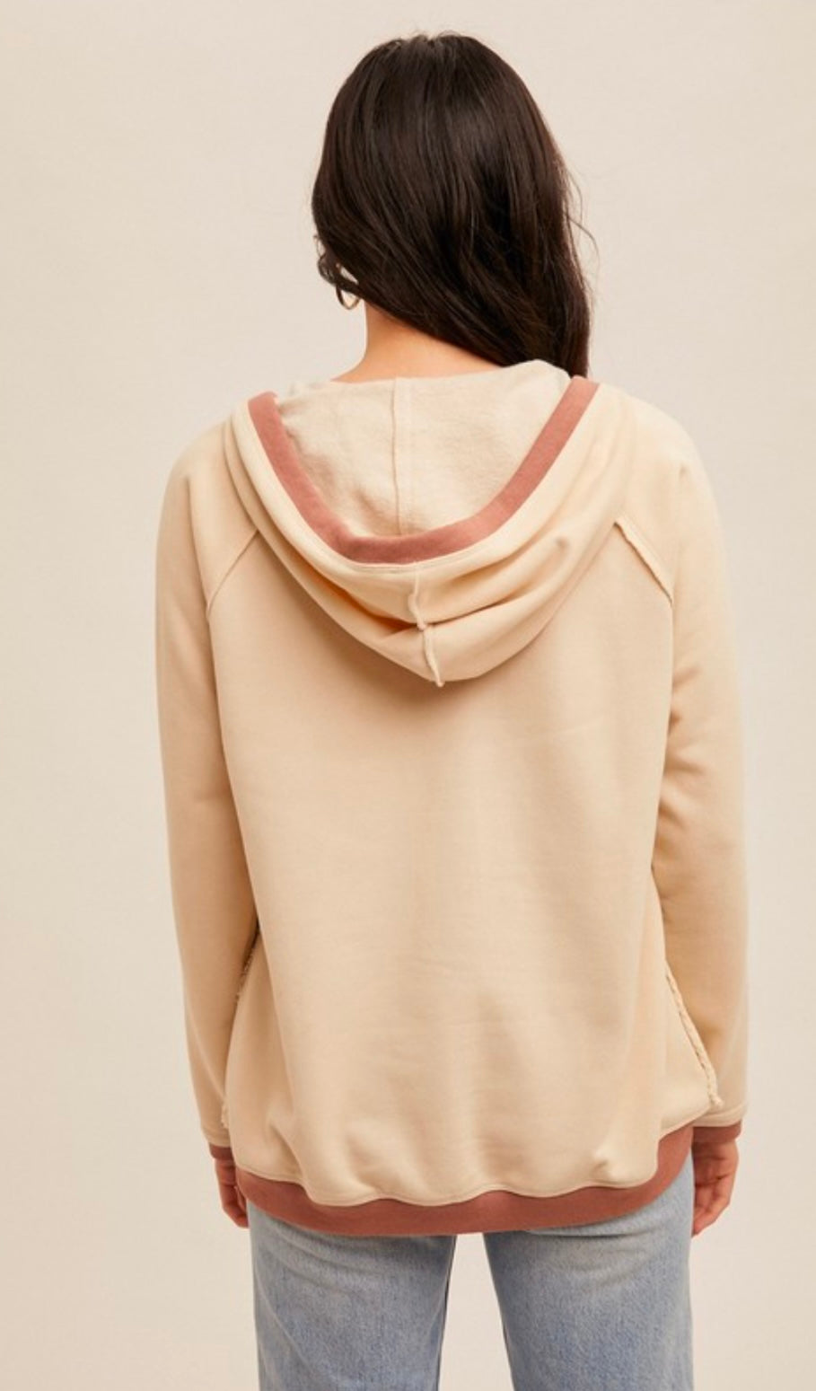 Cream Hoodie with Lace Detail