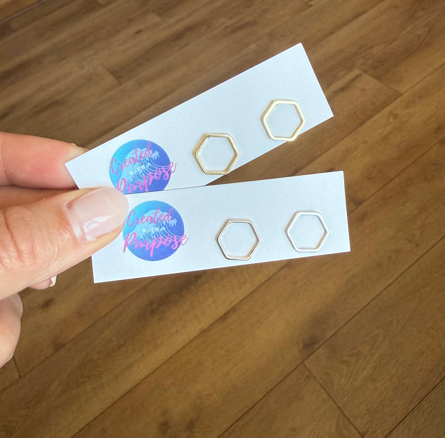 Gold & Silver Hexagon Studs