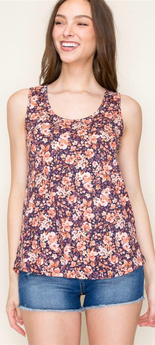 Navy Floral Tank