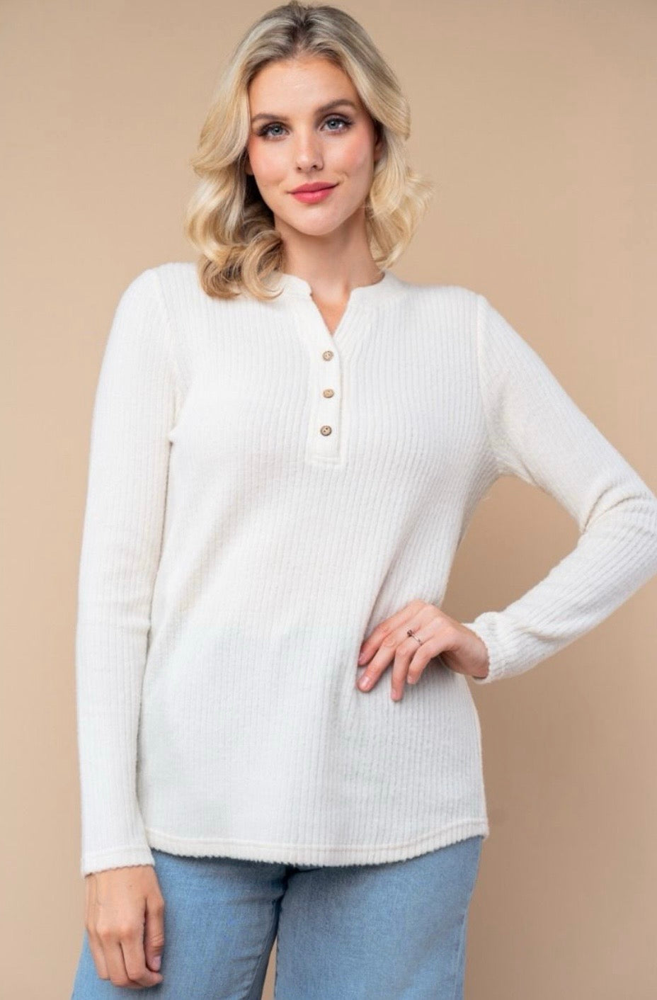 Ribbed 1/2 Button Top (2 Colors)