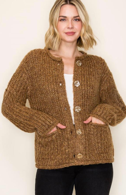 Staccato Copper Chunky Sweater Cardigan