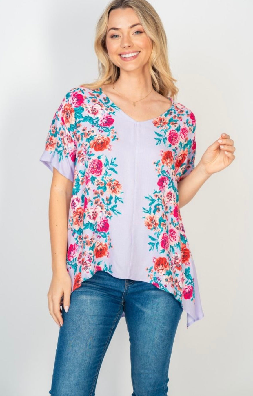 Lilac Floral V-Neck