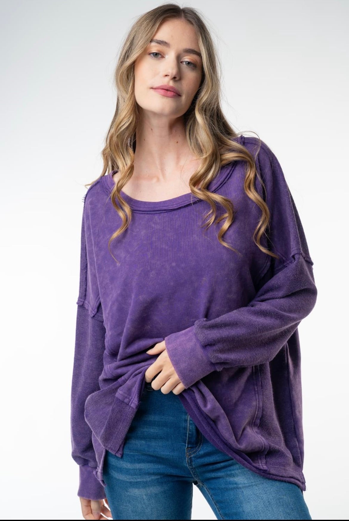 Eggplant Mineral Washed Long Sleeve