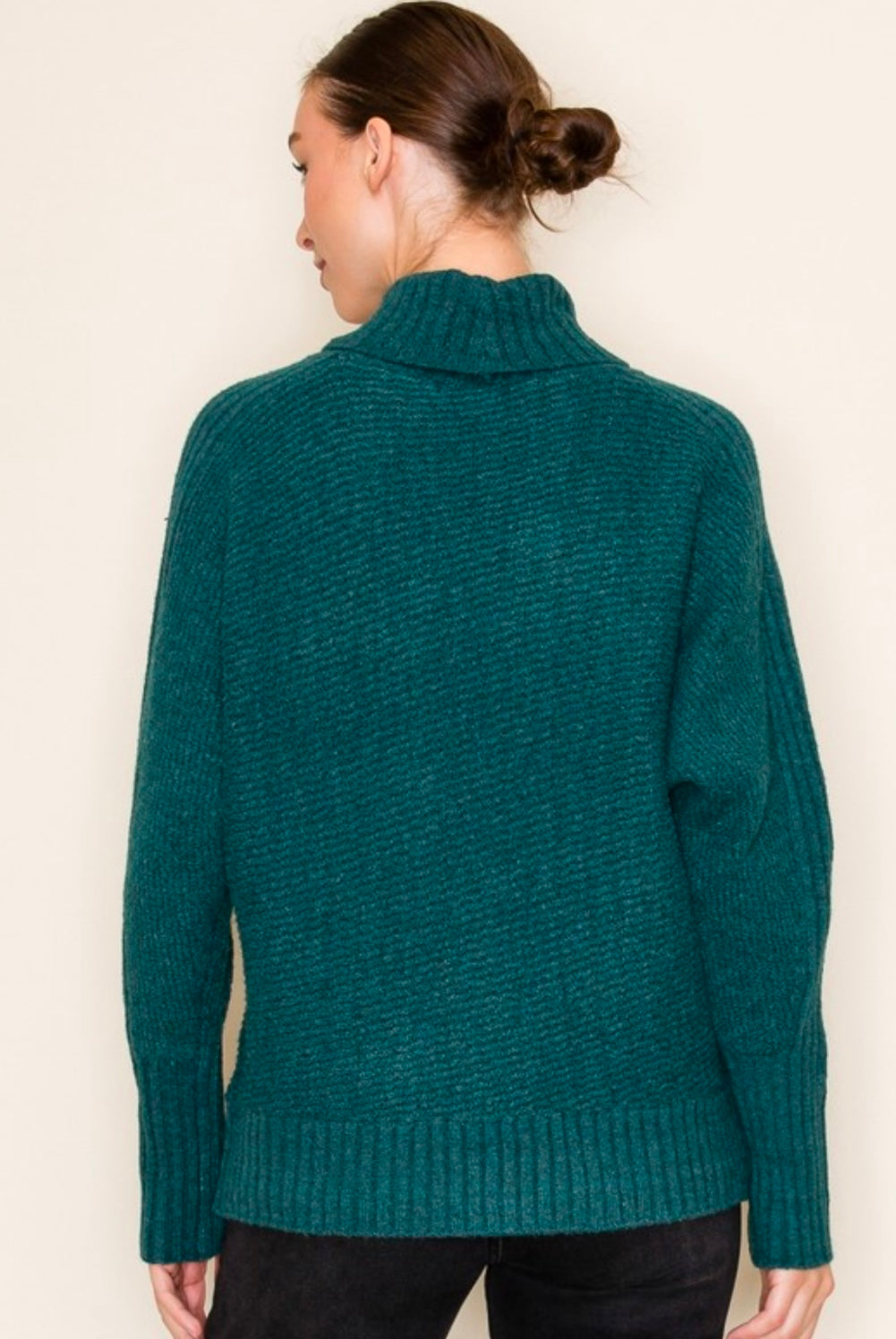 Dark Jade Ribbed Turtleneck Sweater