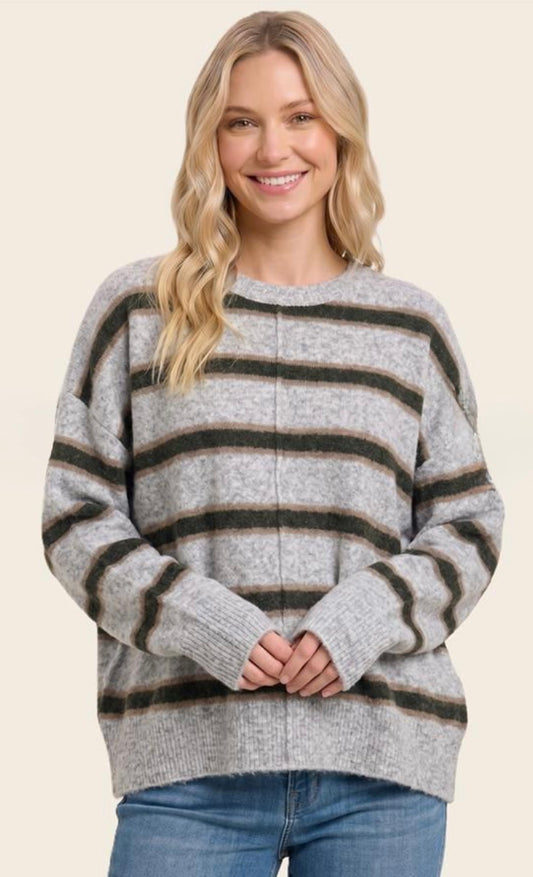Staccato Grey / Olive Striped Sweater