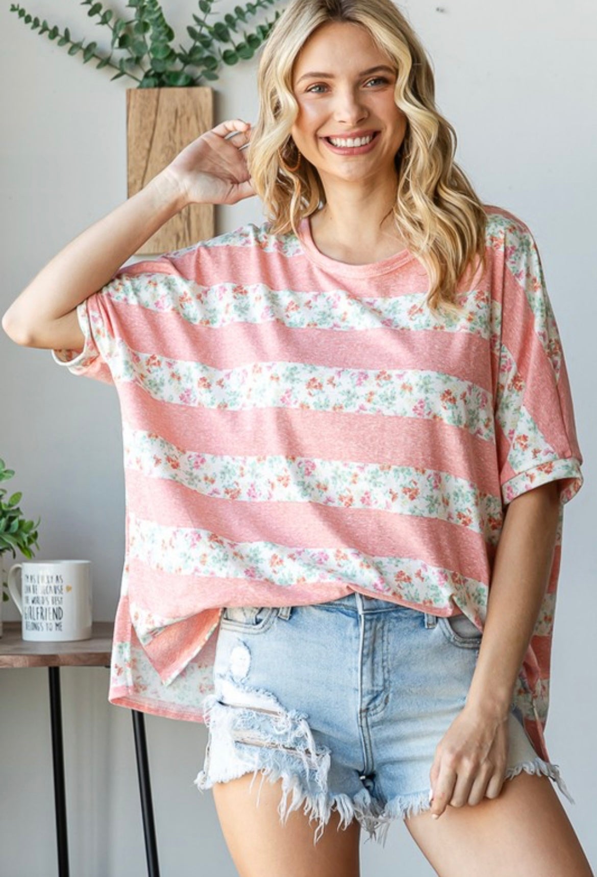 Floral Striped Short Sleeve (2 Colors)