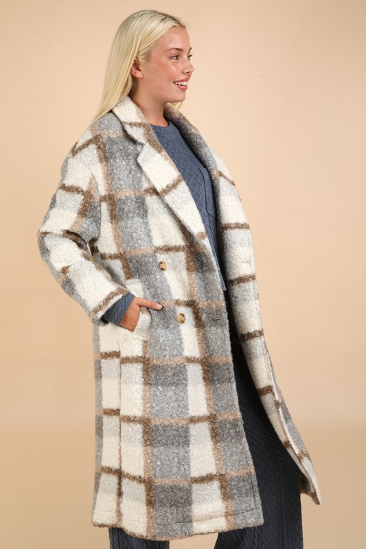 Plaid Button Coat (3 Colors)