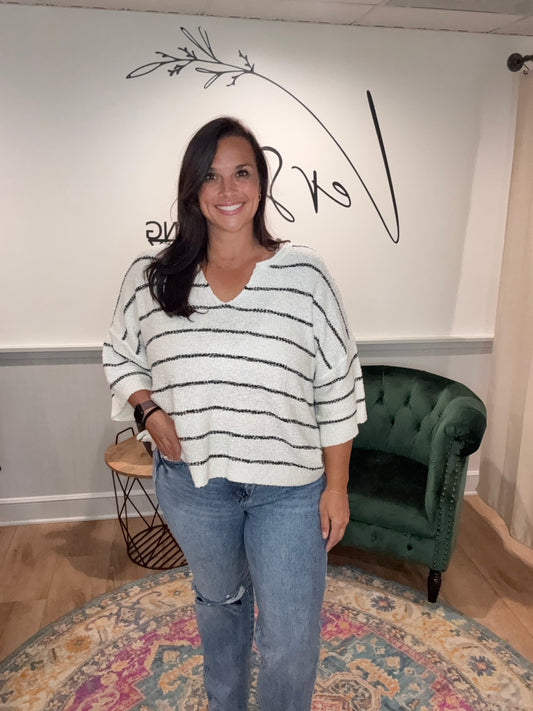 Ivory / Black Stripe Sweater