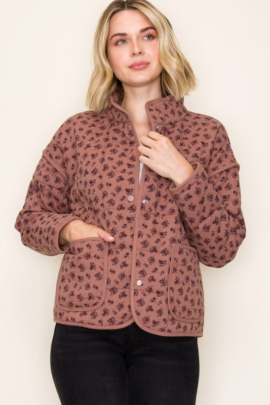 Mauve Floral Quilted Jacket
