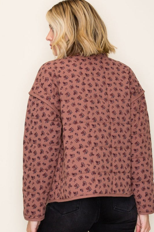 Mauve Floral Quilted Jacket