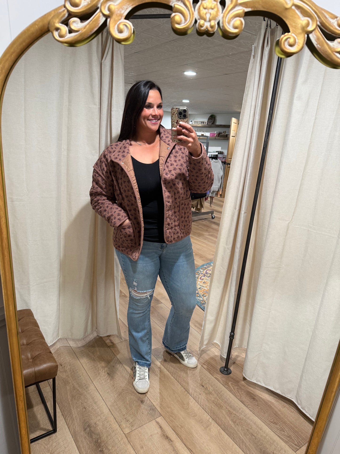Mauve Floral Quilted Jacket