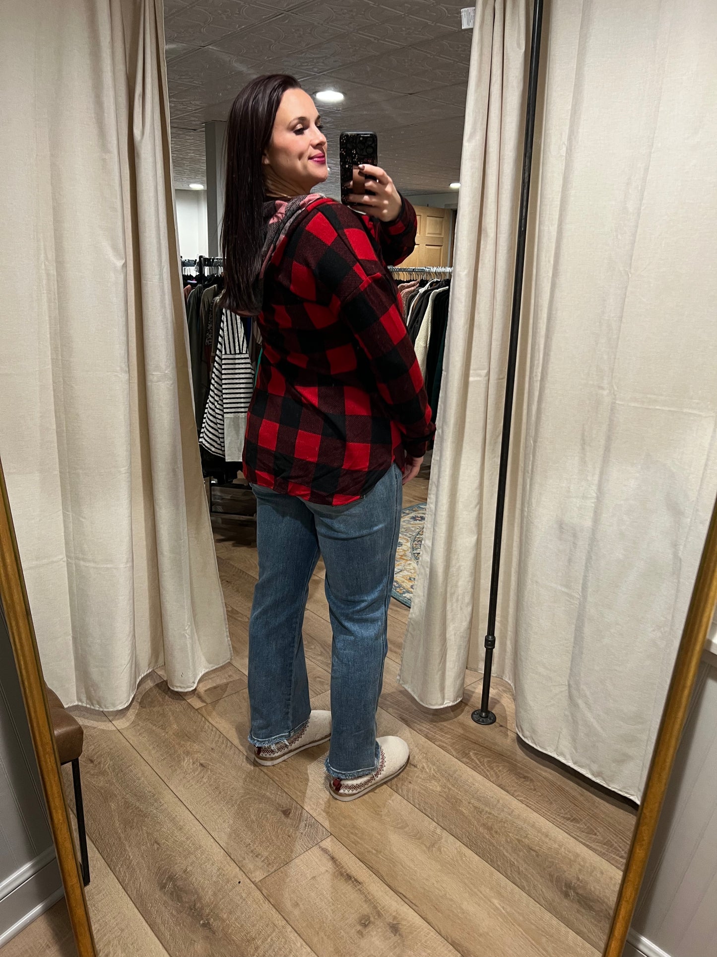 Red/Black Plaid Hoodie