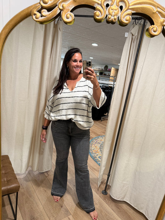 Judy Blue Grey Washed Flare Tummy Control Jeans