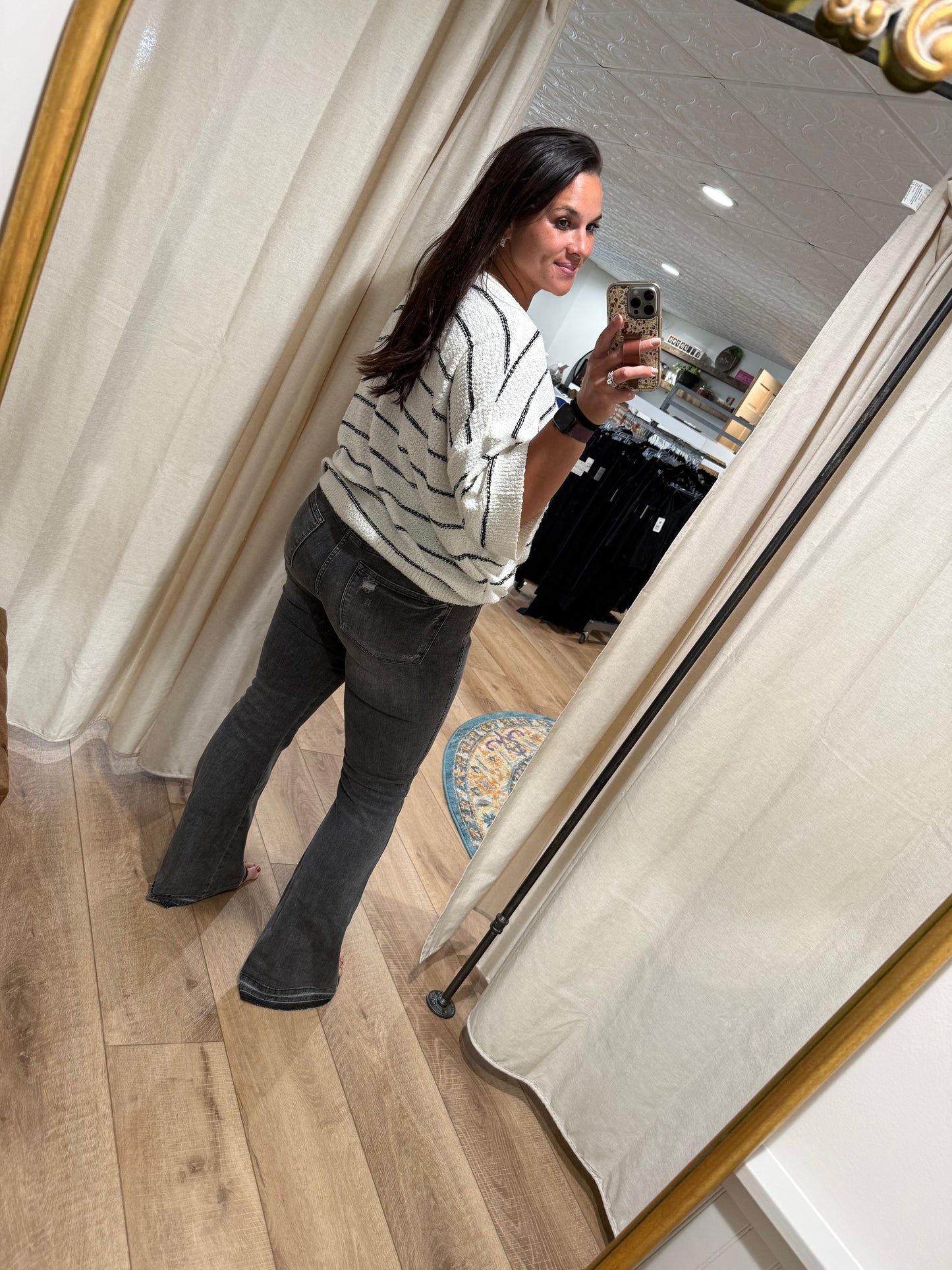 Judy Blue Grey Washed Flare Tummy Control Jeans