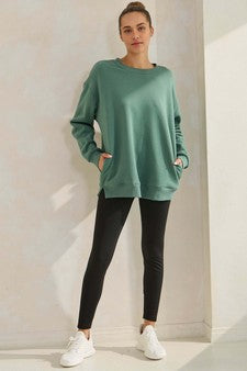 Green Fleece Oversized Crewneck