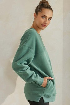 Green Fleece Oversized Crewneck