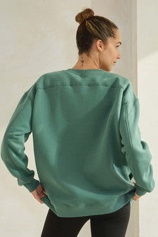 Green Fleece Oversized Crewneck