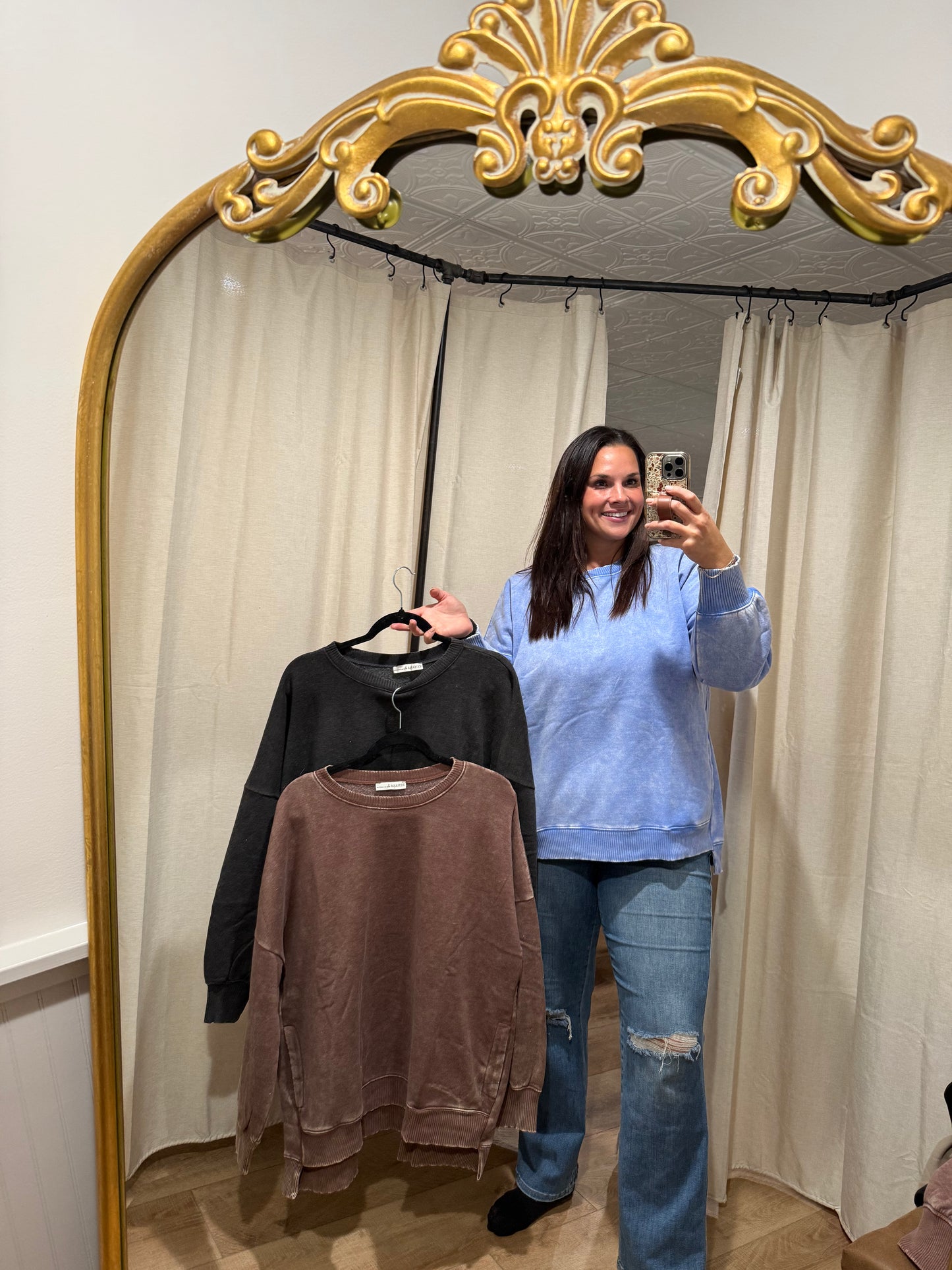 Mineral Wash Fleece Hi-Lo With Pockets