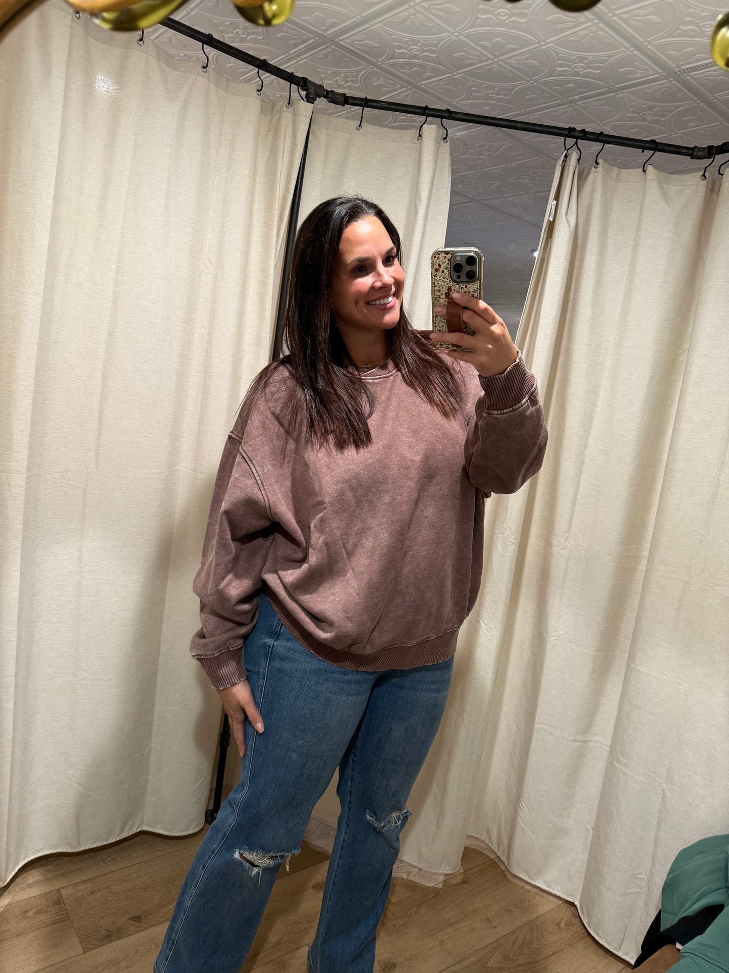 Brown Fleece Crewneck