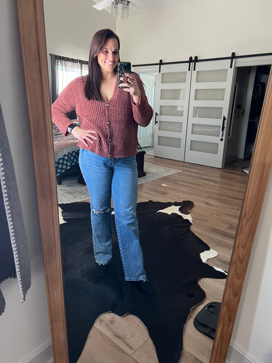 Dark Mauve Soft Knit Cardigan