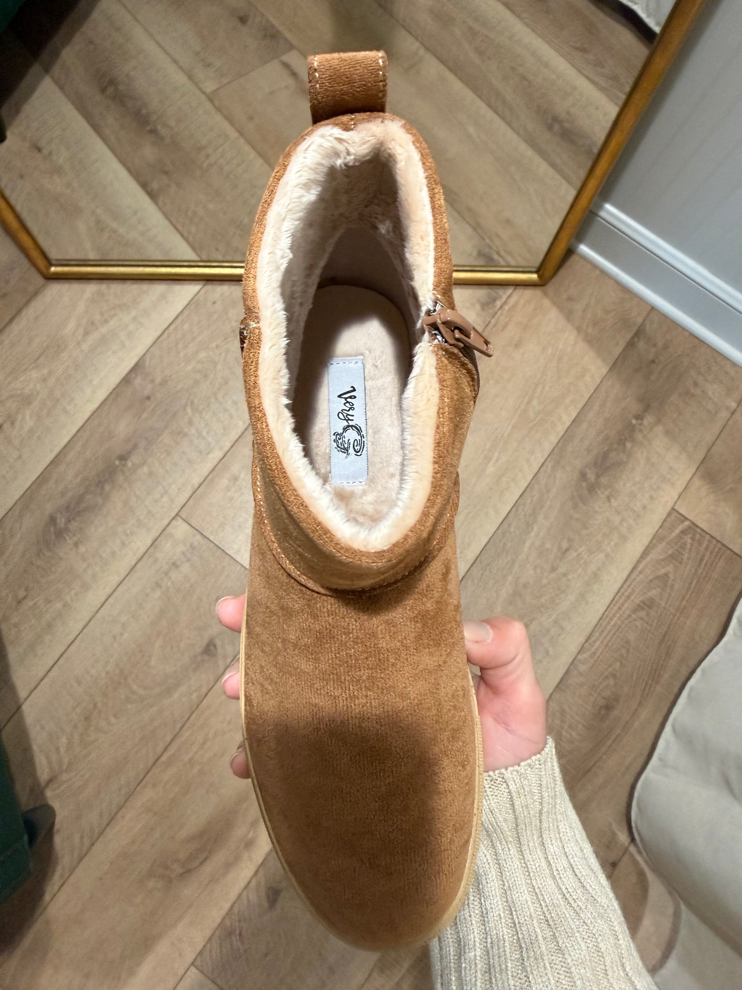 Very G Fuzzy Tan Boots