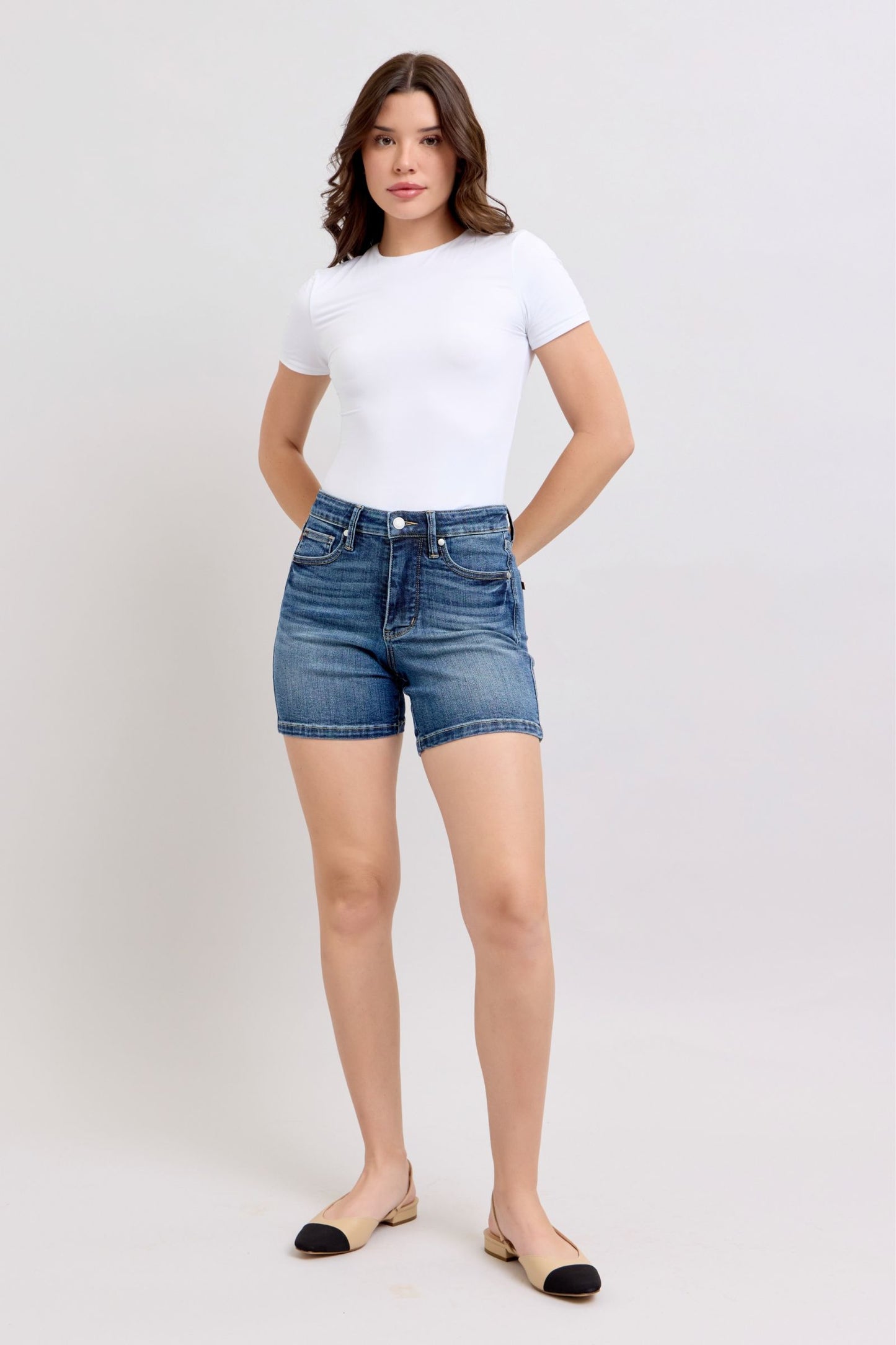 Judy Blue Mid Rise Tummy Control Shorts