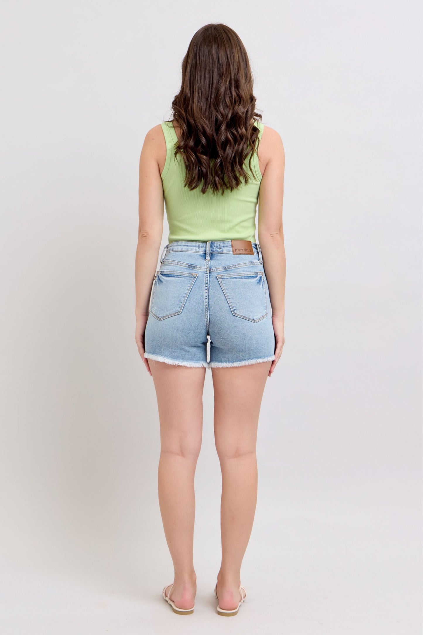 Judy Blue Tummy Control Light Distressed Shorts