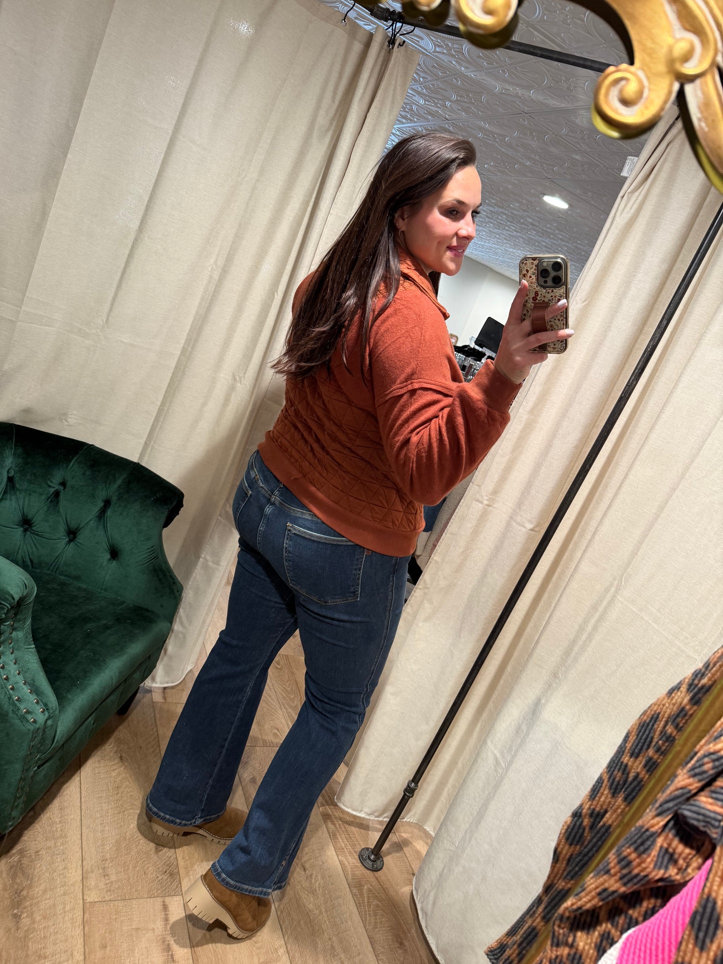 Rust Quilted Quarter Zip