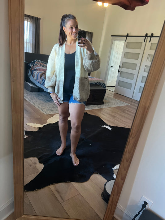 Ivory/ Taupe Knit Cardigan