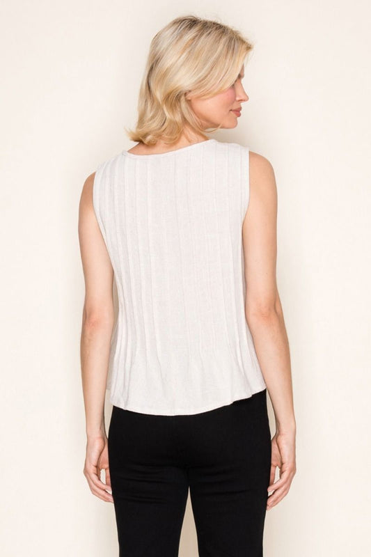 Oatmeal Tie Front Tank