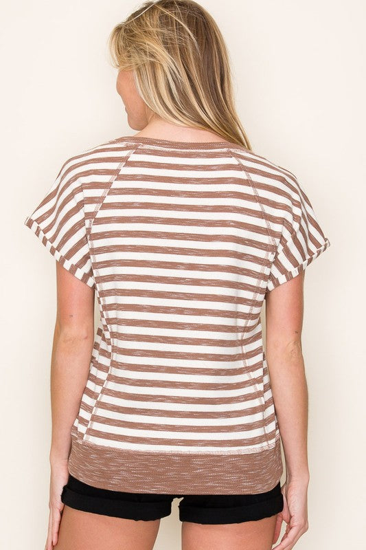 Mocha Striped Waffle Knit