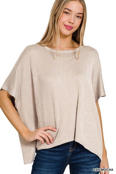 Ribbed Striped Short Sleeve (3 Colors)