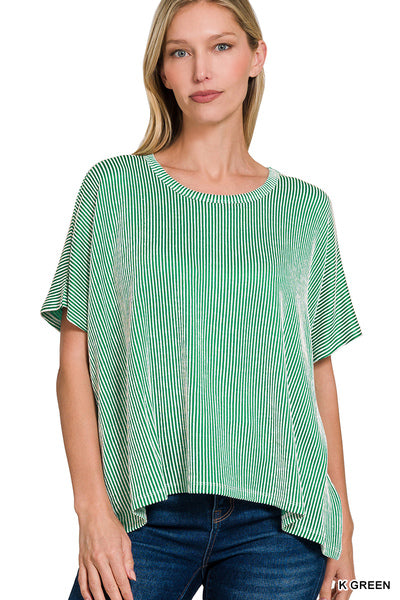Ribbed Striped Short Sleeve (3 Colors)