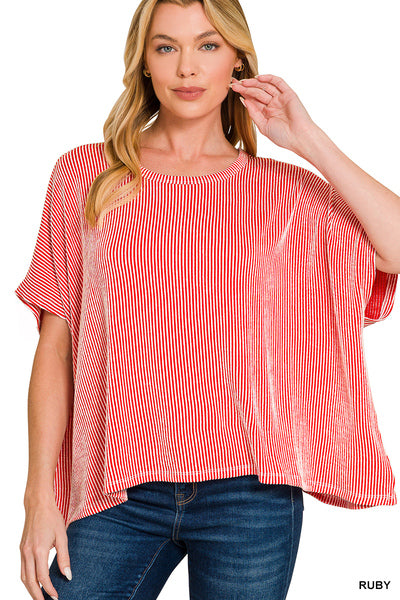 Ribbed Striped Short Sleeve (3 Colors)