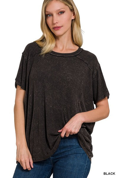 Mineral Washed Ribbed Short Sleeve (3 Colors)