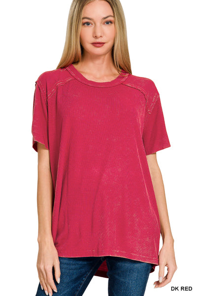 Mineral Washed Ribbed Short Sleeve (3 Colors)